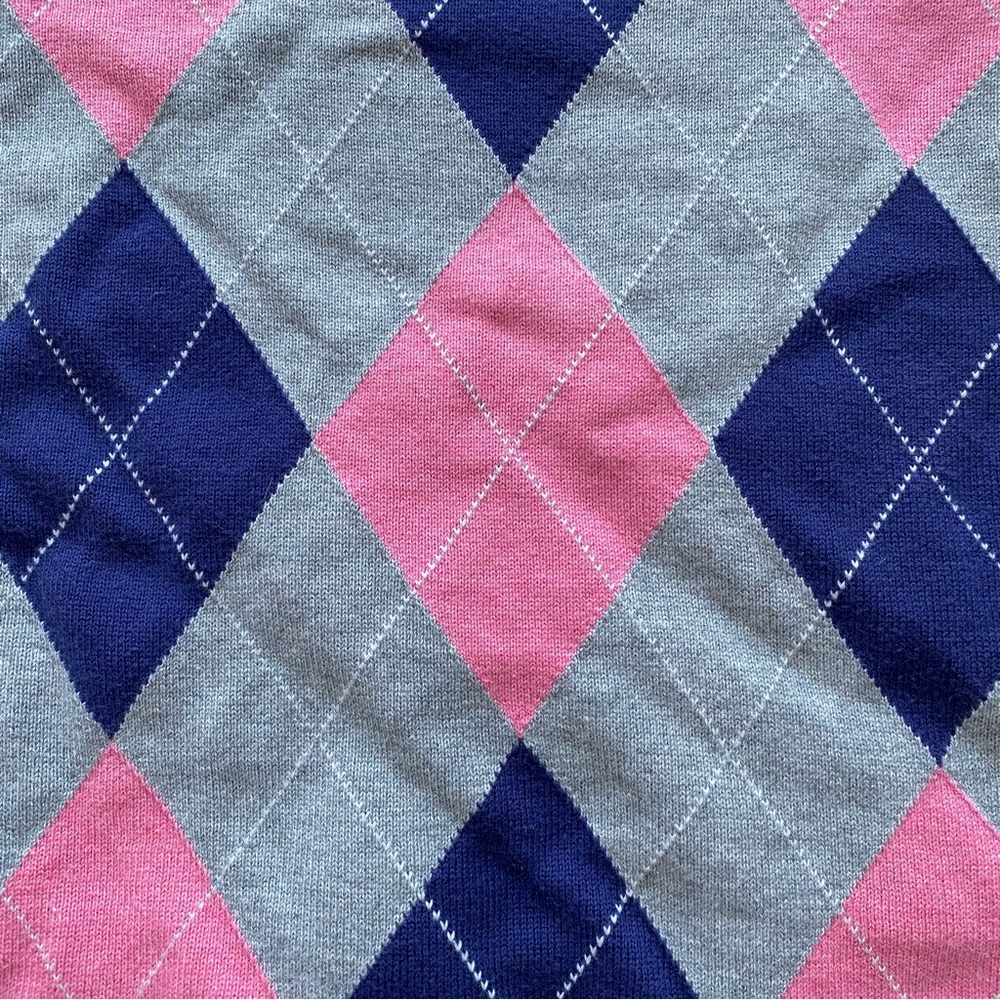 Tommy Hilfiger Charcoal V-Neck Argyle Sweater with Pink & Navy - Picture 7 of 9